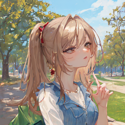 自然豊かな公園と女の子