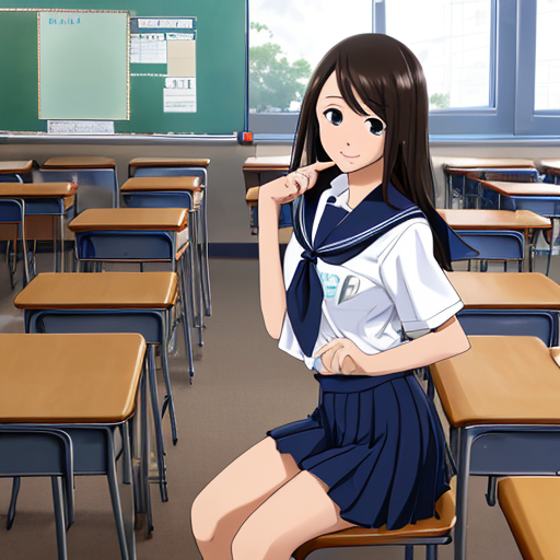 教室とセーラー服の女子高生