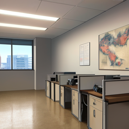 あまり物がない広いオフィスのAIイラスト