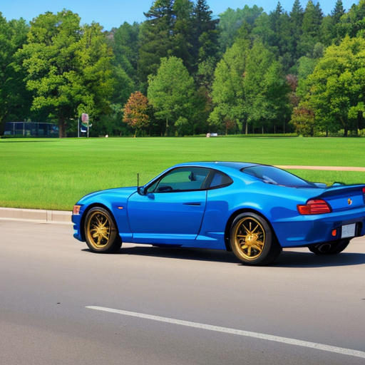 駐車場に止めてある青い車