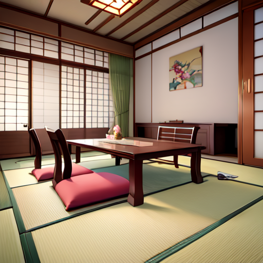 座り心地がよさそうなイスが置いてある和室の背景イラスト