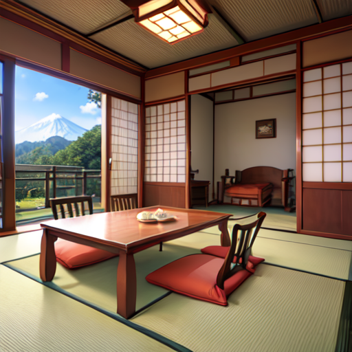 外は自然豊かな和室旅館の背景