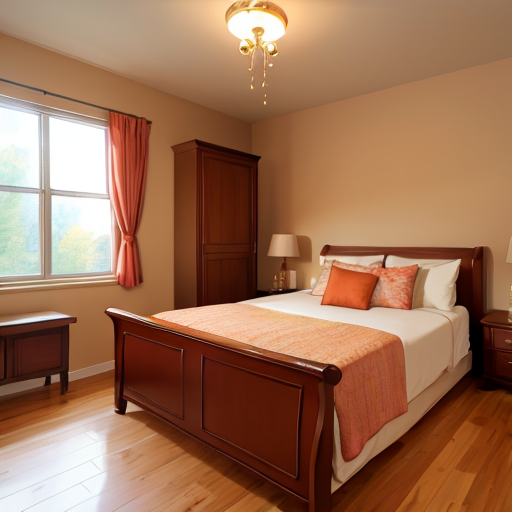 きれいに片づけられた寝室の背景イラスト画像