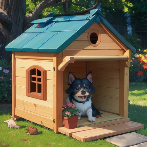 かわいい子犬が住んでいる犬小屋