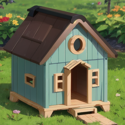 なかなかちゃんと作り込まれた犬小屋の背景イラスト画像