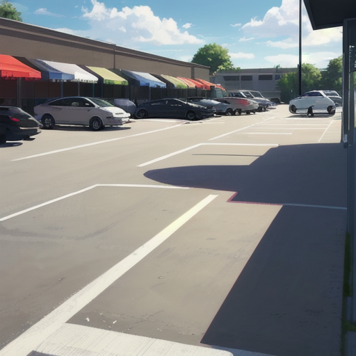 お店がたくさんある場所の広い駐車場