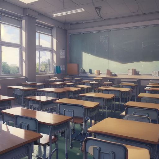 きれいな机が並んでいる学校の教室