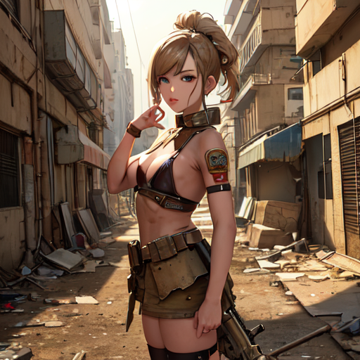 荒地に一人たたずんでいる女性の絵